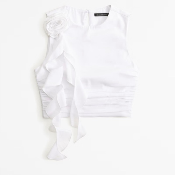 Abercrombie & Fitch Tops - Abercrombie & Fitch White Ruffle Detail Blouse